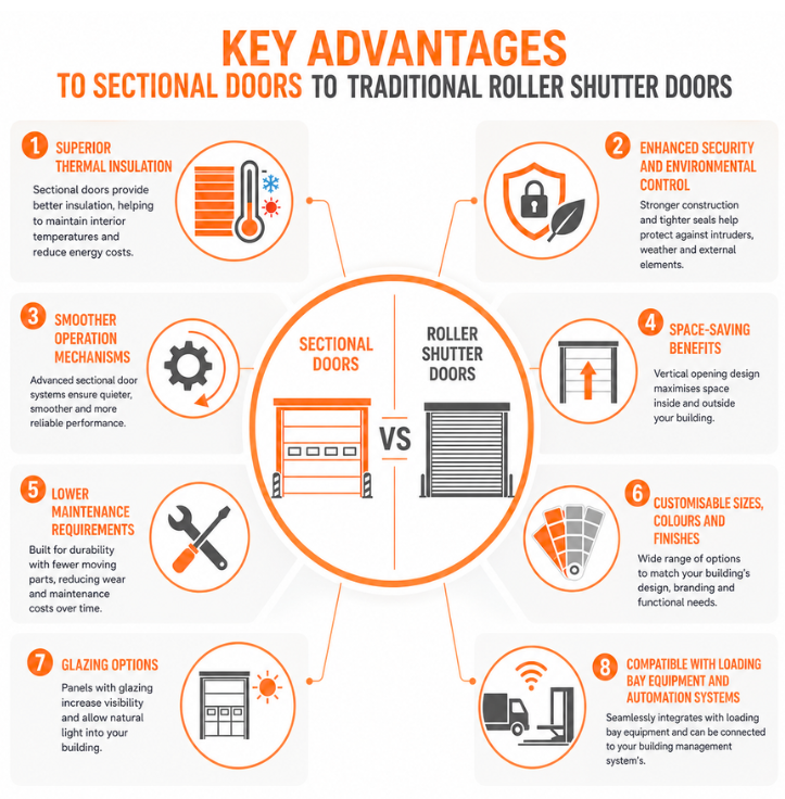 Key Advantages between Sectional Doors and Roller Shutters
